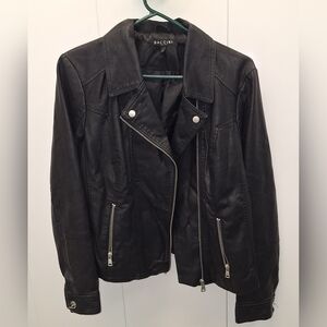 Baccani Black Faux Leather Fitted Jacket Large